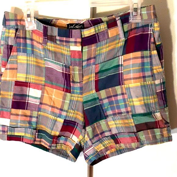 Lord & Taylor Madras plaid shorts xs 2 & loft top shirt blouse s p sp soft girl - Picture 7 of 10